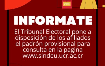 Infórmate: ELECCIONES SINDEU 2026 – 2029